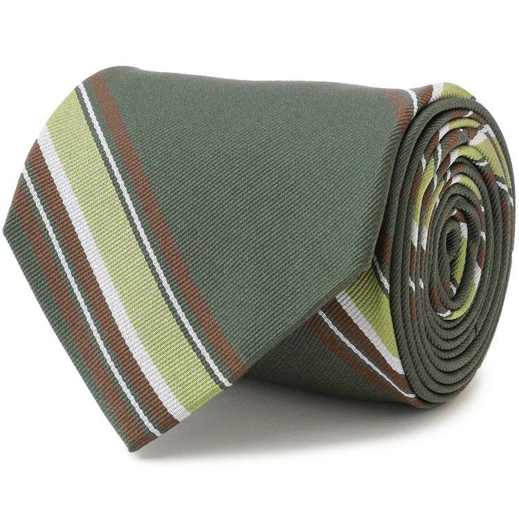 シルバーライン 【SILVER LINE】シルクストライプネクタイ 8.0cm幅/グリーン×ライトグリーン×ブラウン その他