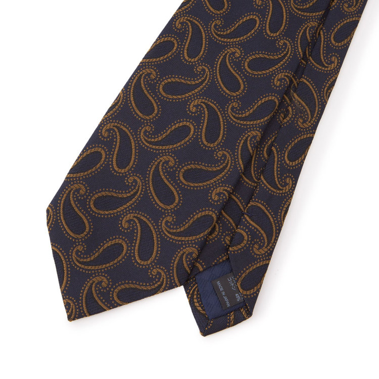 シルバーライン 【発送在庫あり】【SILVER LINE】シルクコットンペイズリーネクタイ 8.5cm幅/ネイビー×ブラウン/ITALIAN FABRICS その他