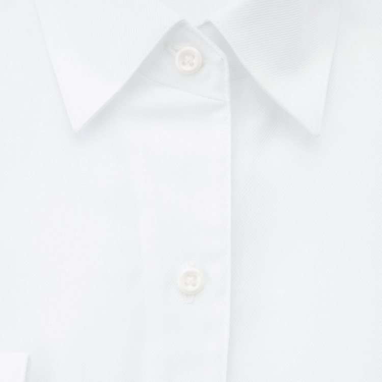 SUIT SELECT　アウトレット 【WEB限定/OUTLET/汚れ・キズ等有】【SL/七分袖】レギュラーワンピースカラーブラウス/ホワイト×ドビーツイル/TOUGH BUTTON・NON IRON 白