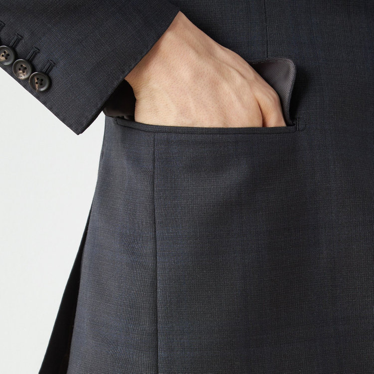 シルバーライン 【CLASSICO TAPERED】【秋冬】2釦シングルスーツ 1タック/ダークグレー×チェック/ウエストムーブ/Ermenegildo Zegna TRAVELLER woven in italy/※裾上げ必要 グレー濃色