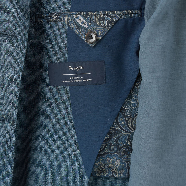 シルバーライン 【CLASSICO TAPERED】【春夏】3釦段返りシングルスーツ 2タック/ネイビーグリーン/パッチポケット/ウエストムーブ/MARZOTTO/※裾上げ必要 緑中間