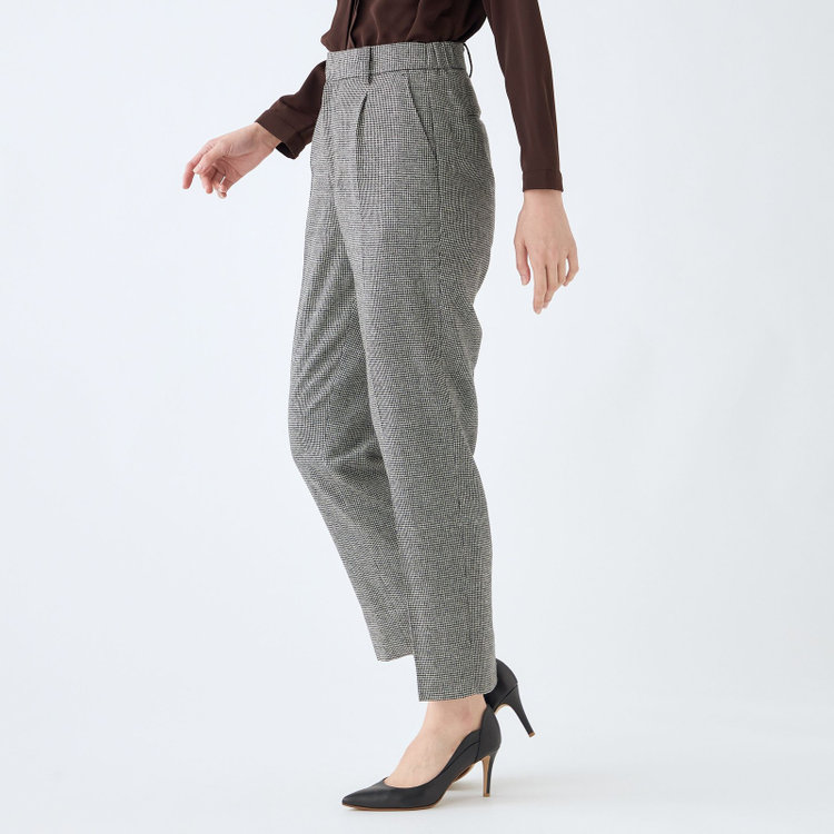シルバーライン 【RELAX TAPERED】【秋冬】パンツ/ホワイト＆ブラック×ハウンドトゥース/ウエストシャーリング/RE:NEWOOL/※裾上げ済み仕様 グレー中間