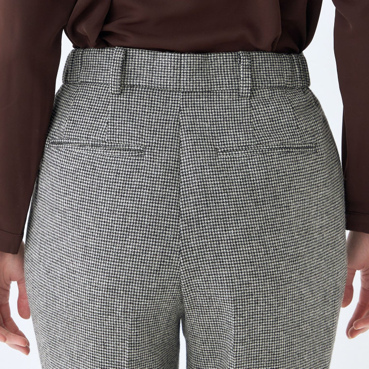 シルバーライン 【RELAX TAPERED】【秋冬】パンツ/ホワイト＆ブラック×ハウンドトゥース/ウエストシャーリング/RE:NEWOOL/※裾上げ済み仕様 グレー中間