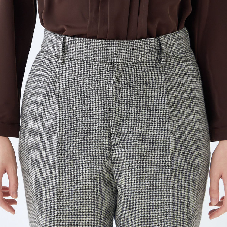 シルバーライン 【RELAX TAPERED】【秋冬】パンツ/ホワイト＆ブラック×ハウンドトゥース/ウエストシャーリング/RE:NEWOOL/※裾上げ済み仕様 グレー中間