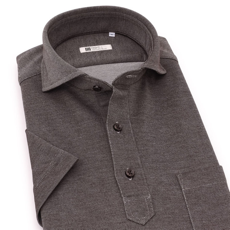 シルバーライン 【RBC/五分袖】カッタウェイビズポロシャツ プルオーバータイプ/ブラウン/4S コットンブレンド 茶中間