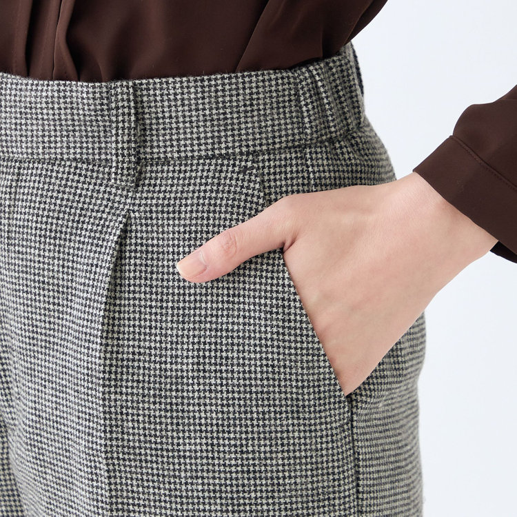 シルバーライン 【RELAX TAPERED】【秋冬】パンツ/ホワイト＆ブラック×ハウンドトゥース/ウエストシャーリング/RE:NEWOOL/※裾上げ済み仕様 グレー中間