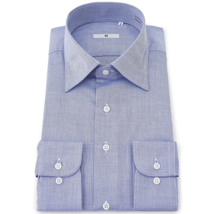 SILVER LINE】【形態安定】ワイドドレスワイシャツ/ブルー（EASL42