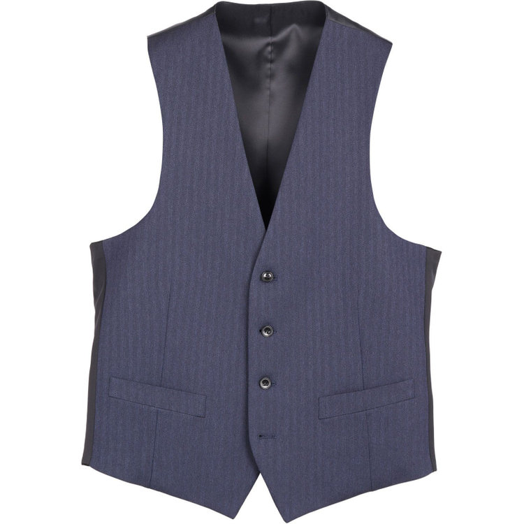 スーツセレクト 【発送在庫あり】【SLIM TAPERED_2】【年間】2釦シングルスリーピーススーツ 0タック/ネイビー×シャドーストライプ/4S/※パンツ裾上げ済仕様 ネイビー系(紺)