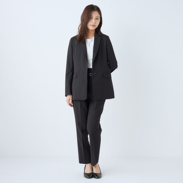 シルバーライン 【SL】【年間】2釦シングルパンツスーツ/ブラック/ウォッシャブル/Naturemier/※パンツ裾上げ済仕様 黒