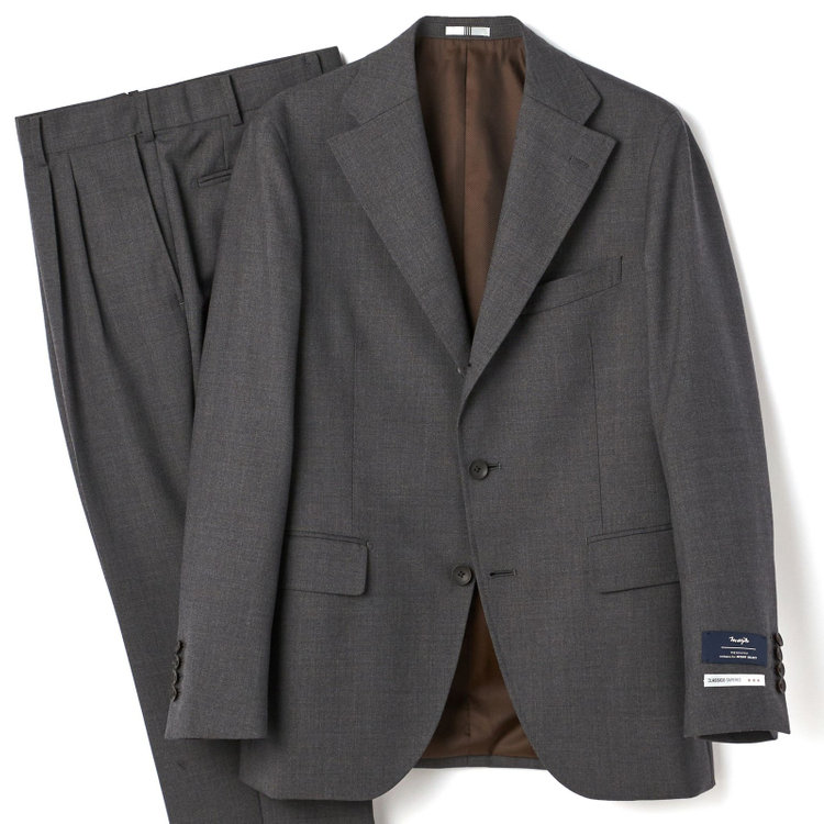 【CLASSICO TAPERED】【秋冬】段返り3釦ジャケット 2タックパンツ /グレー×3PLY / MARZOTTO社生地 /ウエストムーブ ※裾上げ必要