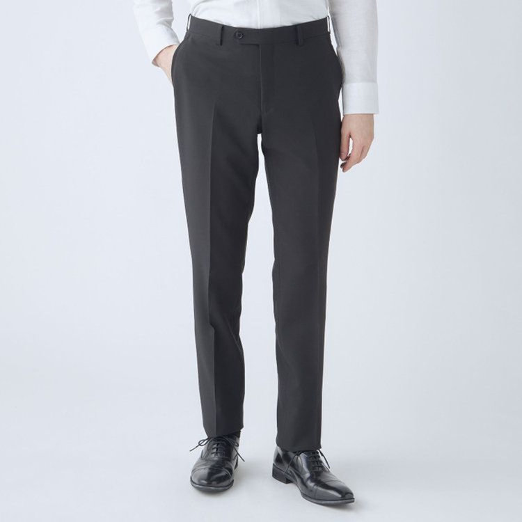 SUIT SELECT　アウトレット 【WEB限定/OUTLET】B級品スーツ【KSW】【年間】2釦シングルスーツ 0タック/ブラック/ A4サイズ ※裾直し済等 BLD2403-27_T 股下74cmシングル仕上げ 黒