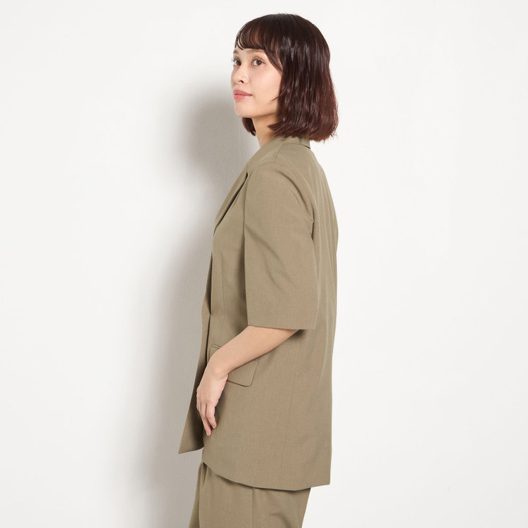 シルバーライン 【RELAX WIDE】【春夏】 2釦1掛けダブルジャケットワイドパンツスーツ/ベージュ/4S SUSTAINABILITY&ECOLOGY FABRIC/※パンツ裾上げ済仕様 グレー淡色