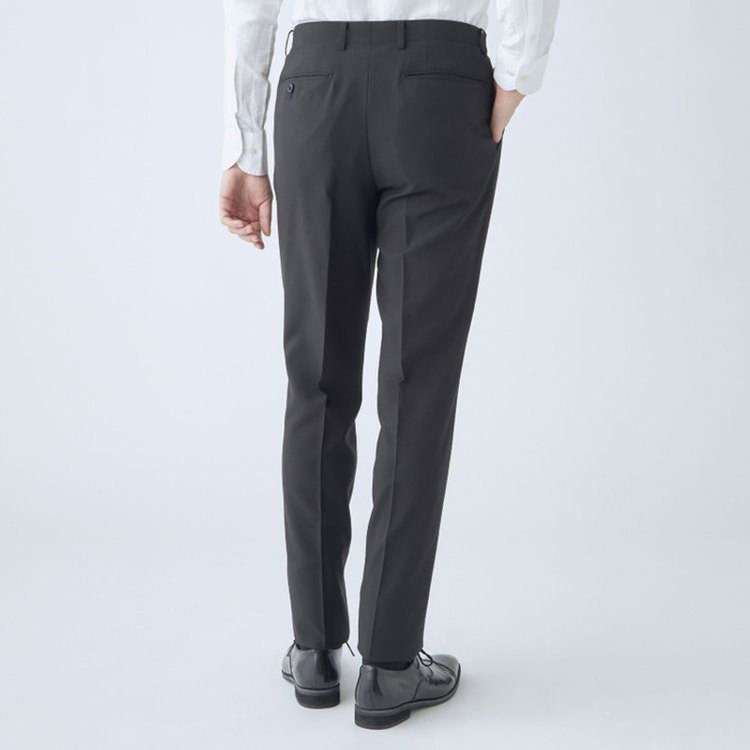 SUIT SELECT　アウトレット 【WEB限定/OUTLET】B級品スーツ【KSW】【年間】2釦シングルスーツ 0タック/ブラック/ A4サイズ ※裾直し済等 BLD2403-27_T 股下74cmシングル仕上げ 黒