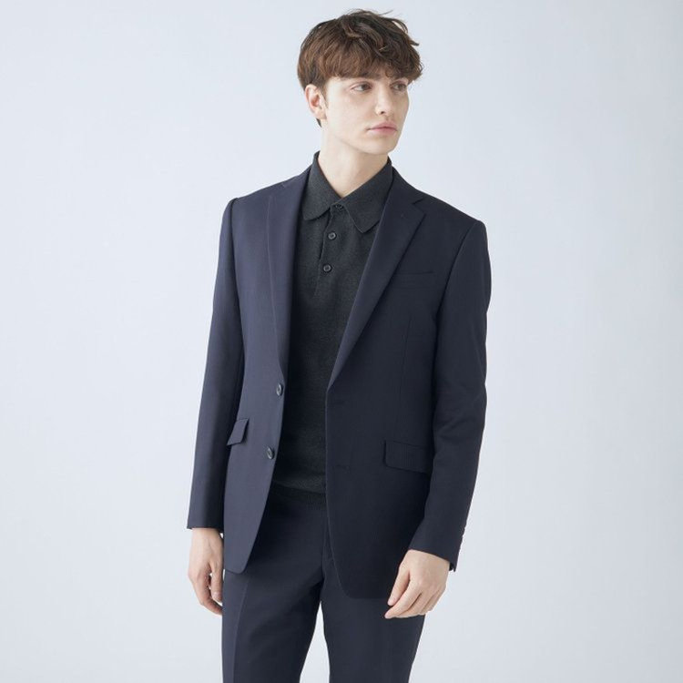 ブラックライン 【KSW】【年間】2釦シングルスーツ 0タック/ネイビー×シャドーストライプ/ウォッシャブルパンツ※裾上げ必要 紺濃色