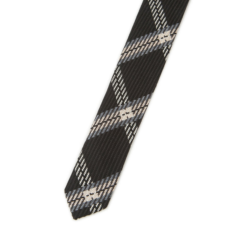 シルバーライン 【SILVER LINE】シルクウールチェックネクタイ 8.5cm幅/ブラック/Finest fabrics by COMO ITALY その他