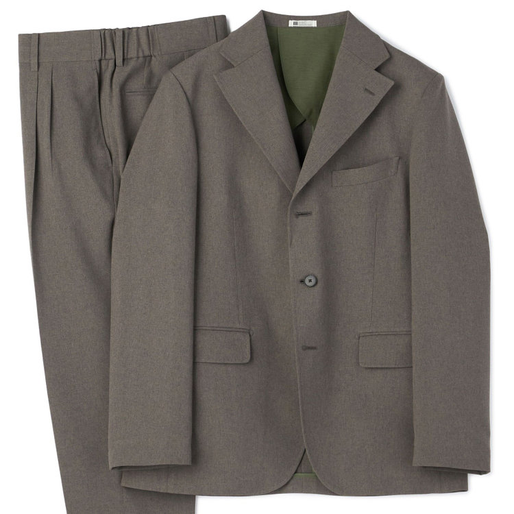 シルバーライン 【RBC】【春夏】3釦段返りシングルスーツ 2タック/ブラウングレー/ドローコード&ウエストシャーリング/※パンツ裾上げ済仕様 グレー中間