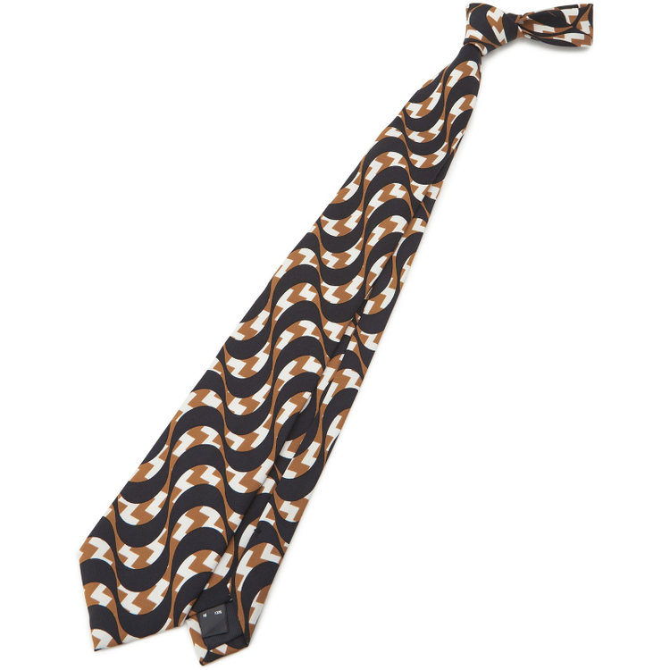 シルバーライン 【SILVER LINE】シルクネクタイ 8.5cm幅/ブラウン×ブラック×ホワイト/SARUTAHIKO COFFEE その他