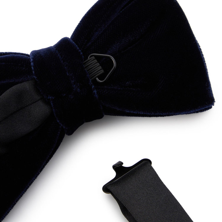 シルバーライン 蝶ネクタイ/ネイビー×ベルベット 紺中間