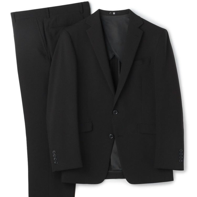 SUIT SELECT　アウトレット 【WEB限定/OUTLET】B級品スーツ【KSW】【年間】2釦シングルスーツ 0タック/ブラック/ A4サイズ ※裾直し済等 BLD2403-27_T 股下74cmシングル仕上げ 黒