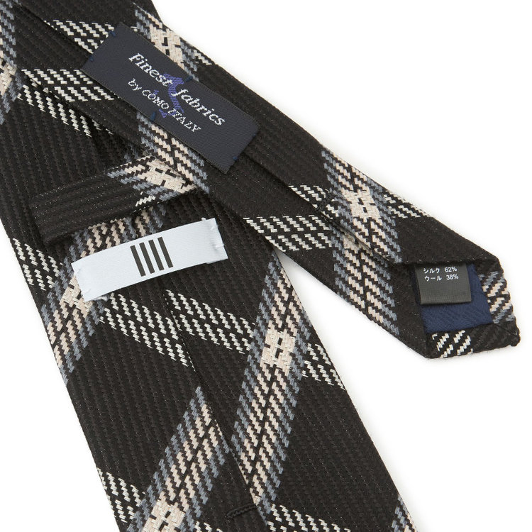 シルバーライン 【SILVER LINE】シルクウールチェックネクタイ 8.5cm幅/ブラック/Finest fabrics by COMO ITALY その他