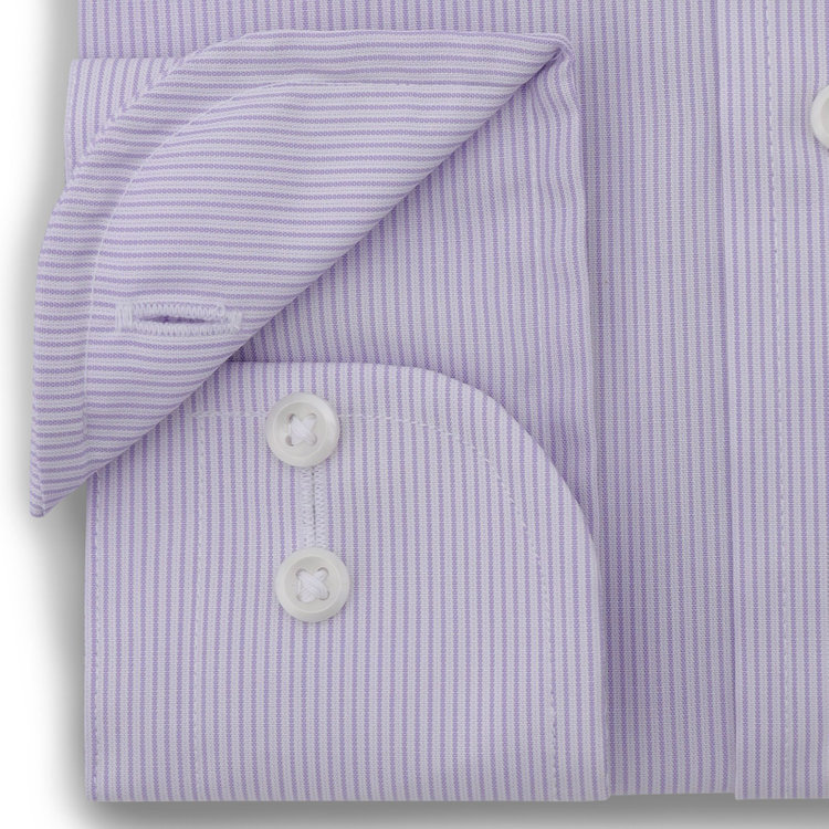 シルバーライン 【発送在庫あり】【SILVER LINE】【形態安定】ボタンダウンドレスワイシャツ/ホワイト×パープルストライプ 紫中間