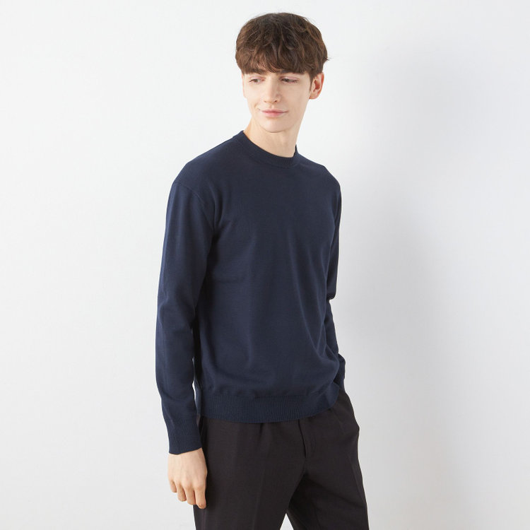 スーツセレクト 【RBC】BIZ KNIT クルーネック/ネイビー 紺中間