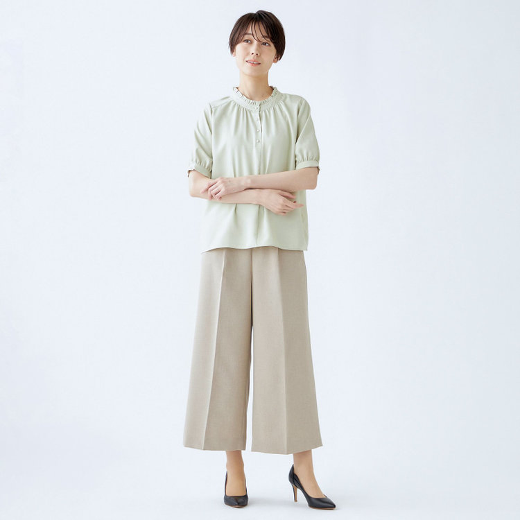 シルバーライン 【SILVER LINE/5分袖】2WAYパール釦付きプルオーバー/グリーン 緑淡色