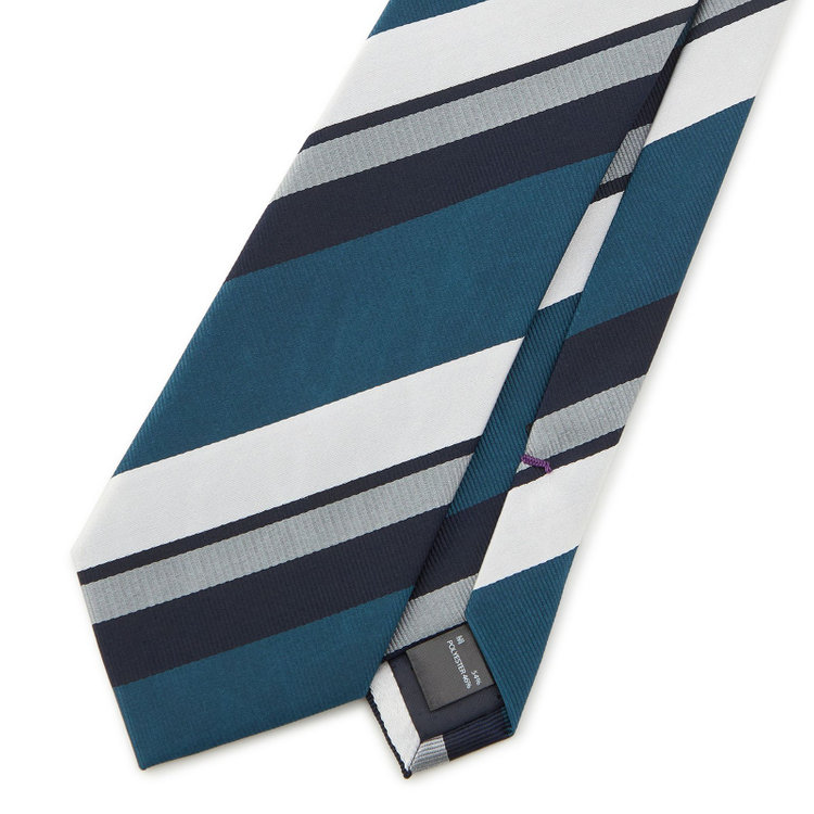 ブラックライン 【BLACK LINE】シルクブレンドストライプネクタイ 7.5cm幅/ブルー×ネイビー その他