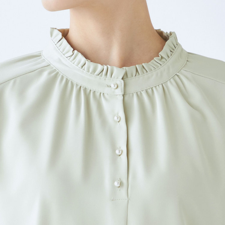 シルバーライン 【SILVER LINE/5分袖】2WAYパール釦付きプルオーバー/グリーン 緑淡色