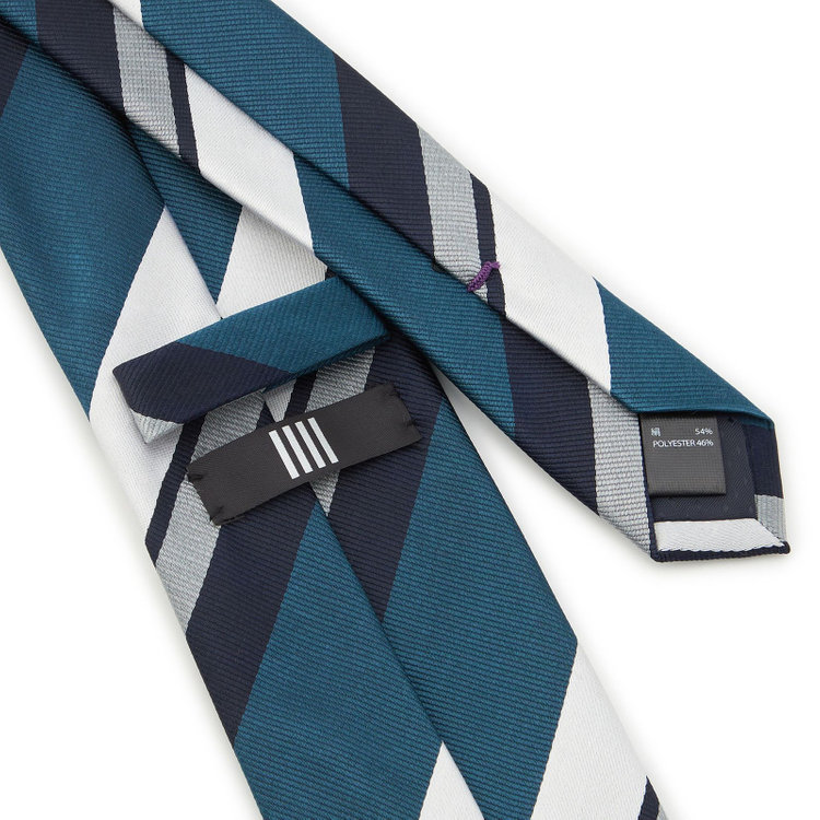 ブラックライン 【BLACK LINE】シルクブレンドストライプネクタイ 7.5cm幅/ブルー×ネイビー その他