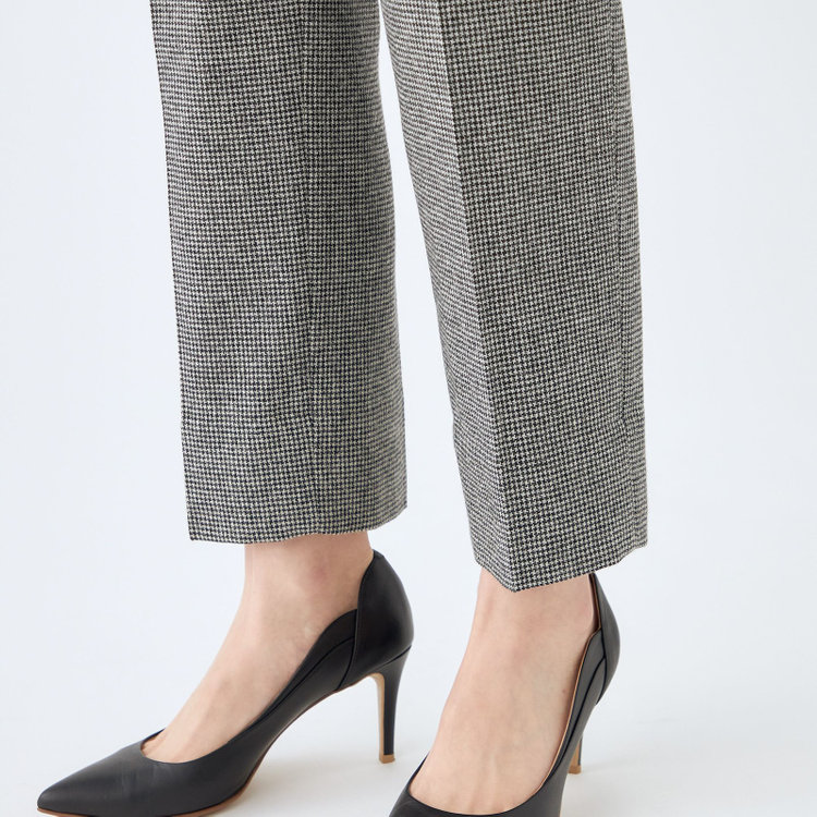 シルバーライン 【RELAX TAPERED】【秋冬】パンツ/ホワイト＆ブラック×ハウンドトゥース/ウエストシャーリング/RE:NEWOOL/※裾上げ済み仕様 グレー中間