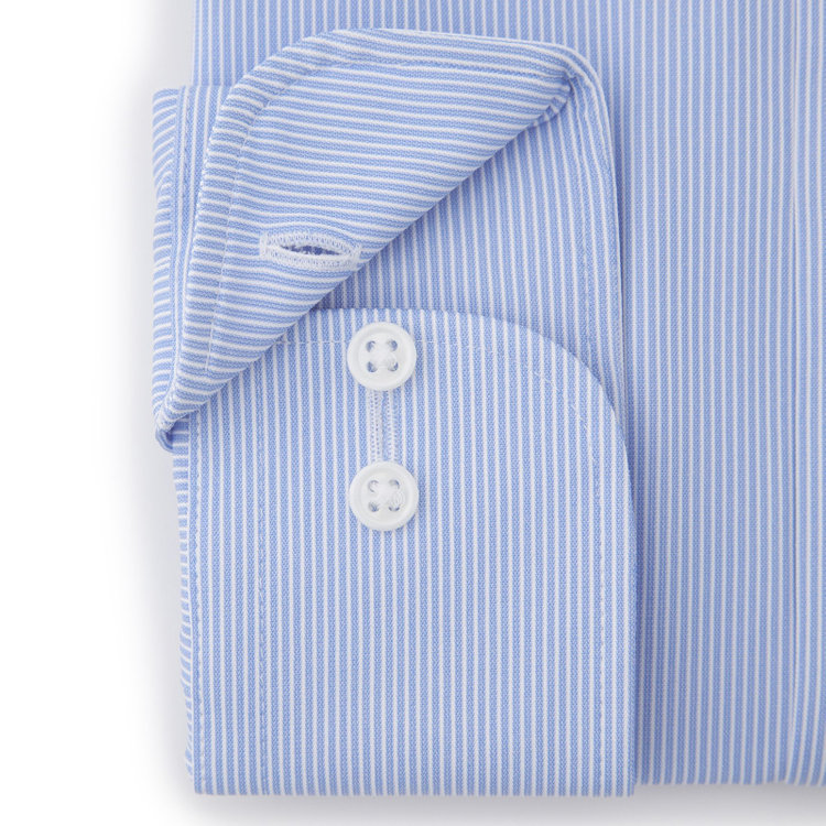 ブラックライン 【BLACK LINE】ワイドカラーワイシャツ/ブルー×ストライプ/「4S」スーパーノンアイロン・ストレッチ/Oil guard 青中間