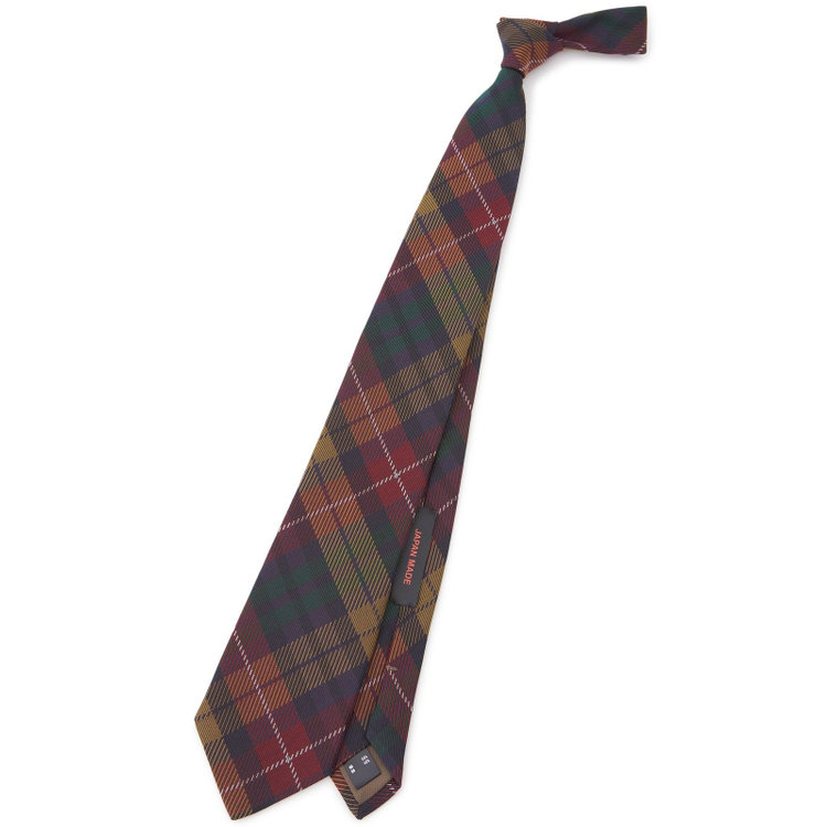 シルバーライン 【SL】シルクコットンチェックネクタイ 8.5cm幅/ワイン×ゴールド/JAPAN MADE その他