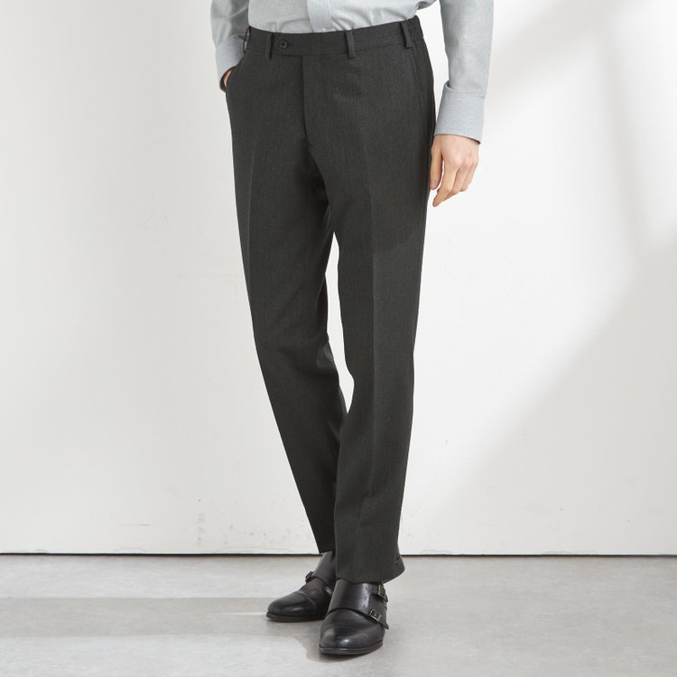 ブラックライン 【SLIM TAPERED_2】【秋冬】2釦シングルスリーピーススーツ 0タック/グリーン×シャドーストライプ/ウエストシャーリング/4S SUSTAINABILITY&ECOLOGY FABRIC/※パンツ裾上げ済仕様 緑濃色