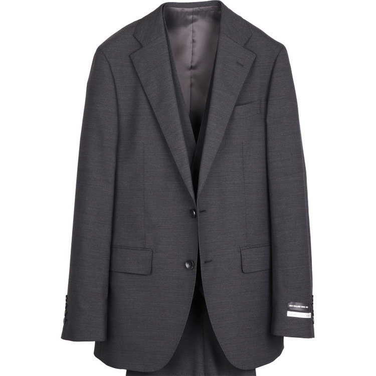スーツセレクト 【発送在庫あり】【CLASSICO TAPERED】【年間】2釦シングルスリーピーススーツ 1タック/グレー×ソリッド/ストレッチ/NEW ZEALAND WOOL MIX グレー系(灰)