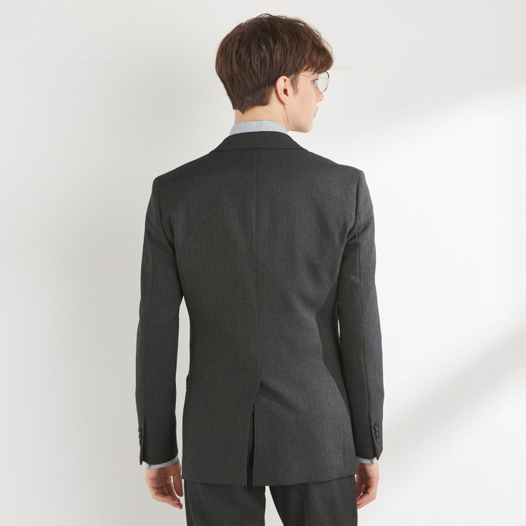 ブラックライン 【SLIM TAPERED_2】【秋冬】2釦シングルスリーピーススーツ 0タック/グリーン×シャドーストライプ/ウエストシャーリング/4S SUSTAINABILITY&ECOLOGY FABRIC/※パンツ裾上げ済仕様 緑濃色