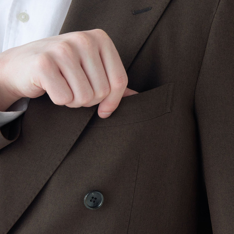 シルバーライン 【RBC】【春夏】6釦2掛けダブルジャケット/ブラウン/パッチポケット/4S SUSTAINABILITY&ECOLOGY FABRIC 茶中間