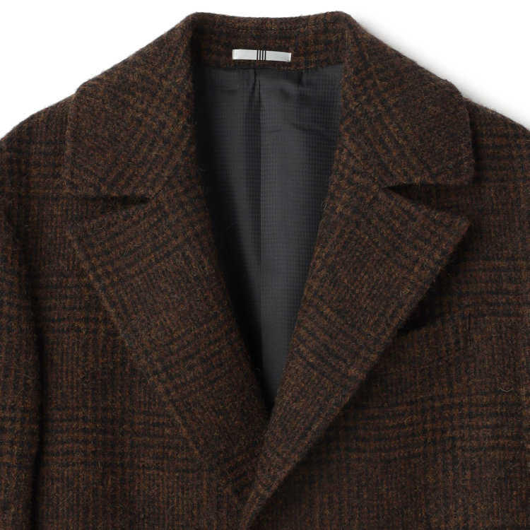 シルバーライン 【SL】ウールシングルバックベルトコート/ブラウン＆ブラック×チェック+エアーツイード/VALLEY MILLS BY MALLALIEUS fabric made in england 茶中間