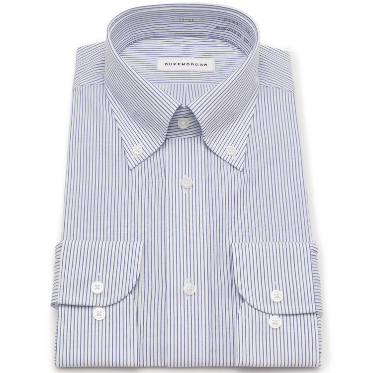 ソノタ 【発送在庫あり】【形態安定】ボタンダウンワイシャツ/ホワイト×ネイビーストライプ 青濃色