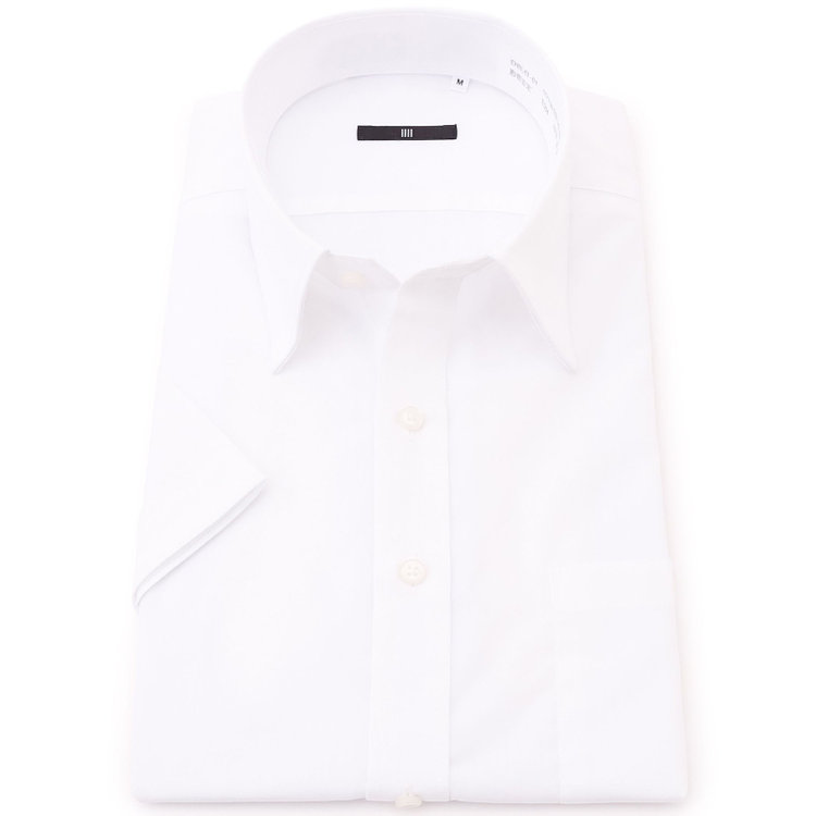 ブラックライン 【発送在庫あり】【BLACK LINE/半袖】【形態安定】レギュラーカラードレスワイシャツ/ホワイト×ソリッド 白