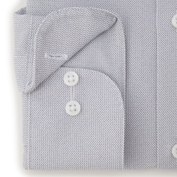 スーツセレクト 【発送在庫あり】【BLACK LINE】ワイドカラーワイシャツ/グレー×ドビー/「4S」スーパーノンアイロン・ストレッチ グレー中間