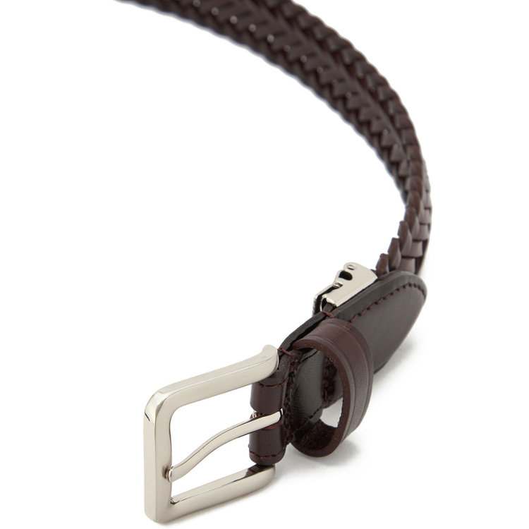 スーツセレクト ピンバックルメッシュベルト 2.8cm幅/ブラウン(ウエスト91cmまで対応) 茶中間