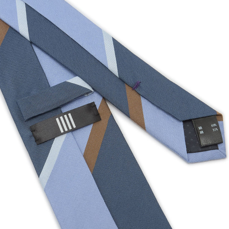 ブラックライン 【BLACK LINE】シルクコットンストライプネクタイ 7.5cm幅/ネイビー×ブルー その他