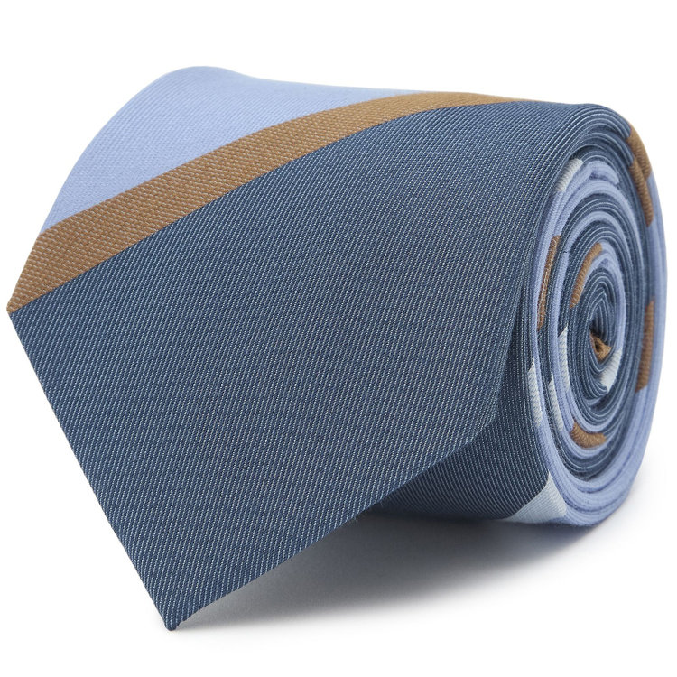 ブラックライン 【BLACK LINE】シルクコットンストライプネクタイ 7.5cm幅/ネイビー×ブルー その他