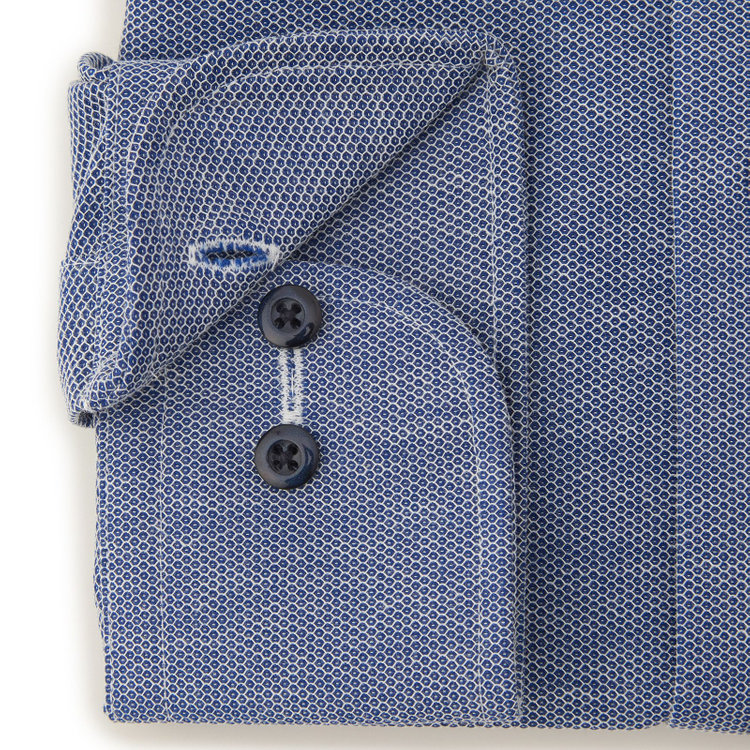 ブラックライン 【BLACK LINE】ホリゾンタルワイドワイシャツ/ブルー×ドビー/「4S」スーパーノンアイロン・ストレッチ 紺中間