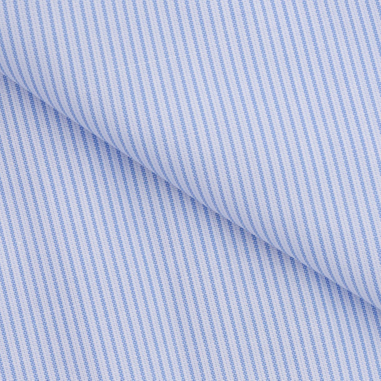 シルバーライン 【発送在庫あり】【SILVER LINE】【形態安定】ボタンダウンドレスワイシャツ/ホワイト×ブルーストライプ 青濃色