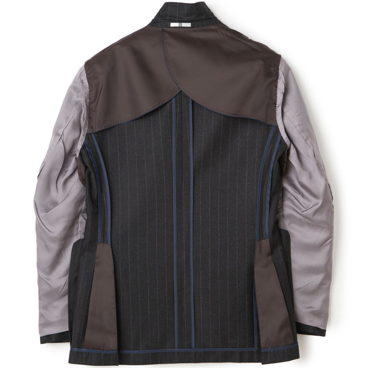 シルバーライン 【CLASSICO TAPERED】【秋冬】3釦段返りシングルスーツ 2タック/ダークグレー×ストライプ/ウエストムーブ/MARZOTTO/※裾上げ必要 グレー濃色