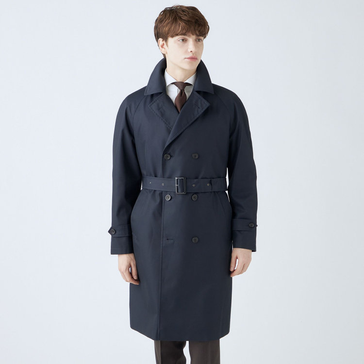 ブラックライン 【発送在庫あり】【SL】コットンブレンド ダブルトレンチベルテッドコート/ネイビー/WATERPROOF ネイビー系(紺)