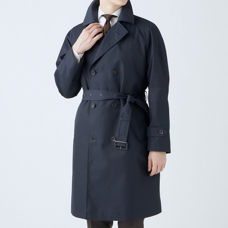 ブラックライン 【発送在庫あり】【SL】コットンブレンド ダブルトレンチベルテッドコート/ネイビー/WATERPROOF ネイビー系(紺)