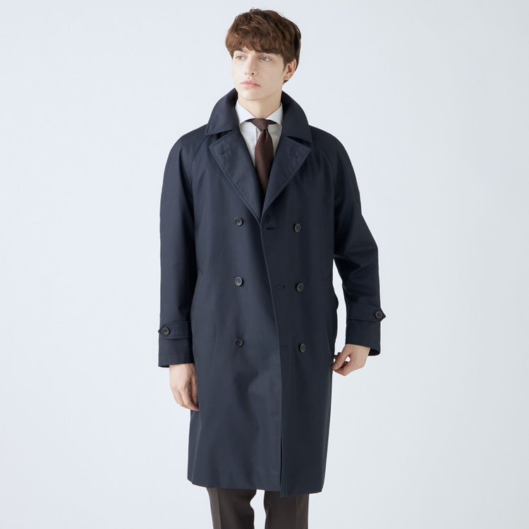 ブラックライン 【発送在庫あり】【SL】コットンブレンド ダブルトレンチベルテッドコート/ネイビー/WATERPROOF ネイビー系(紺)
